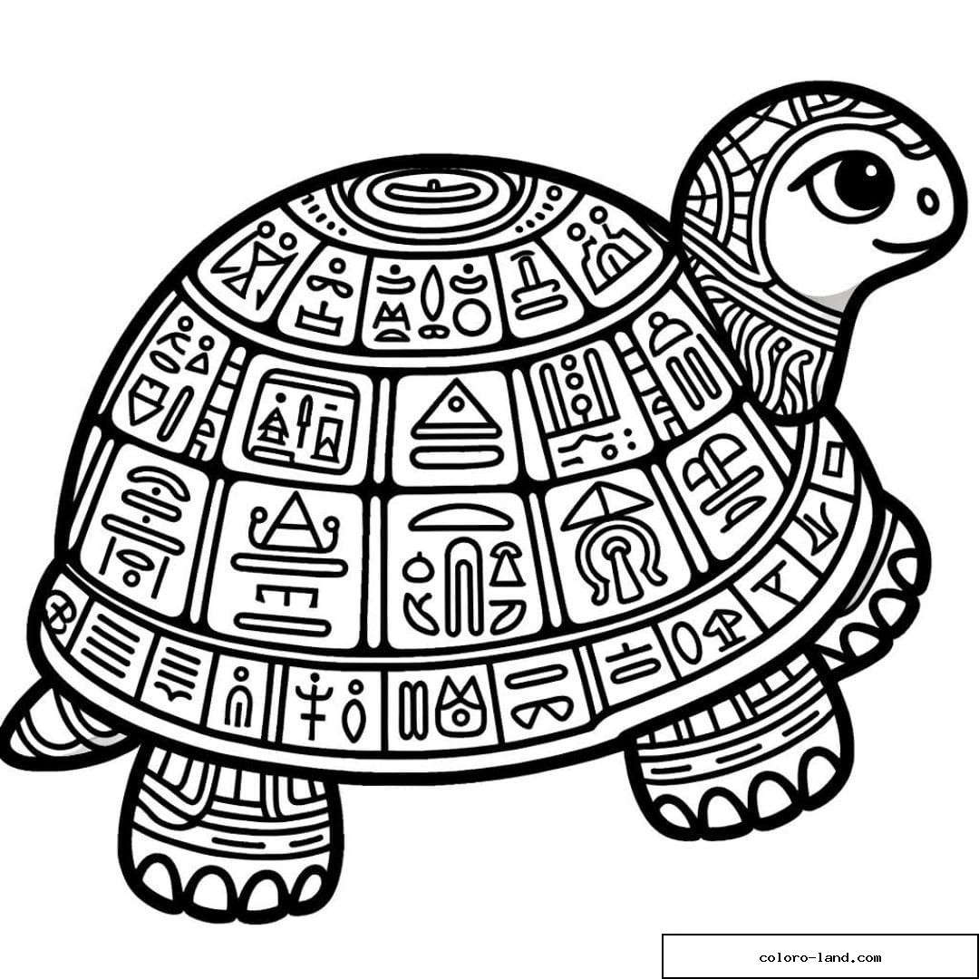 Tortue égyptienne à colorier.