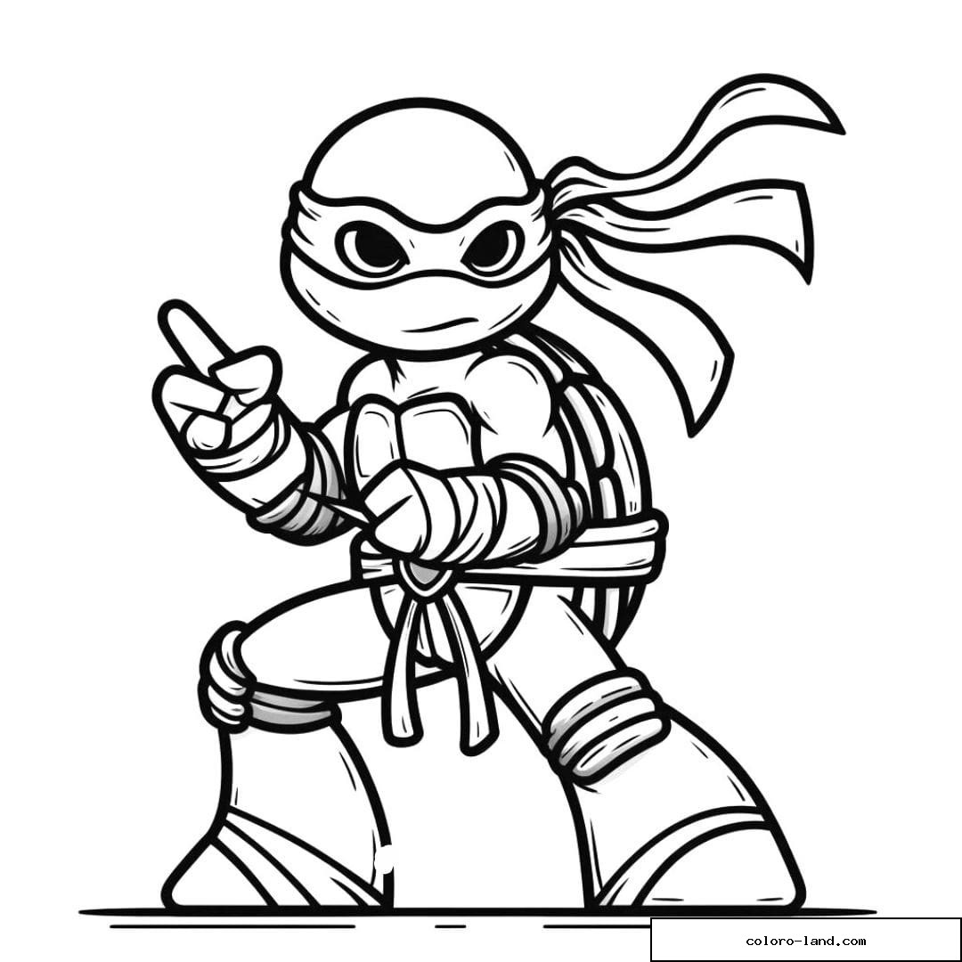 Tortue ninja à colorier.