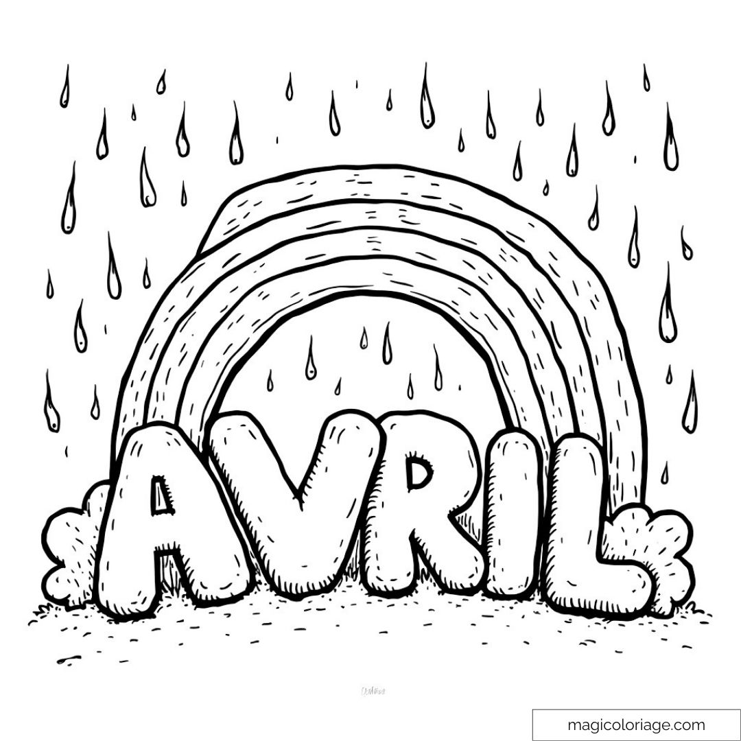 Dessin à colorier avec arc-en-ciel