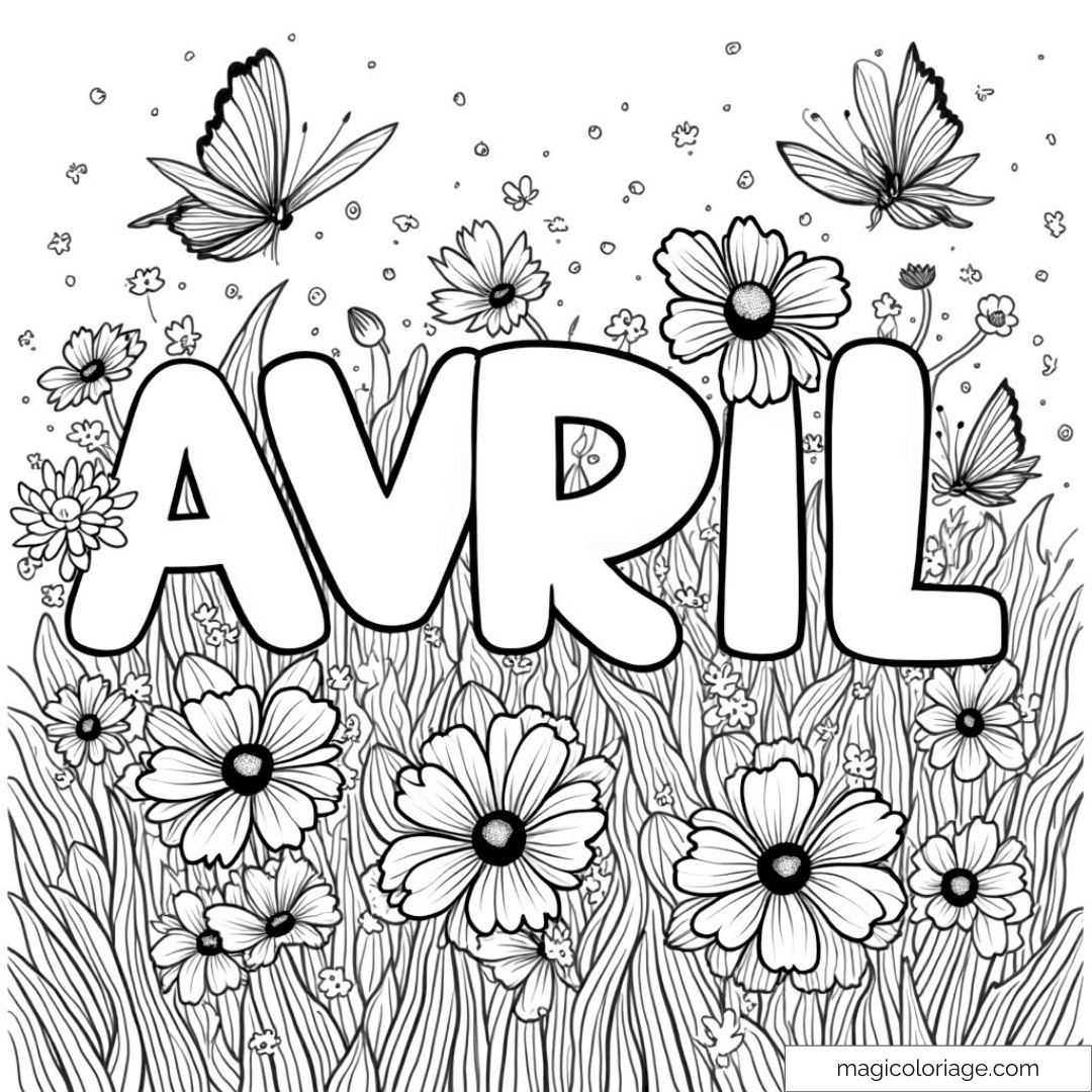 Dessin à colorier avec fleurs