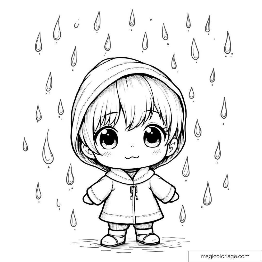 Enfant mignon sous la pluie avec un imperméable