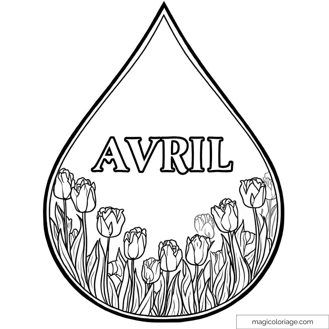 Dessin de tulipes à colorier pour le mois d'avril