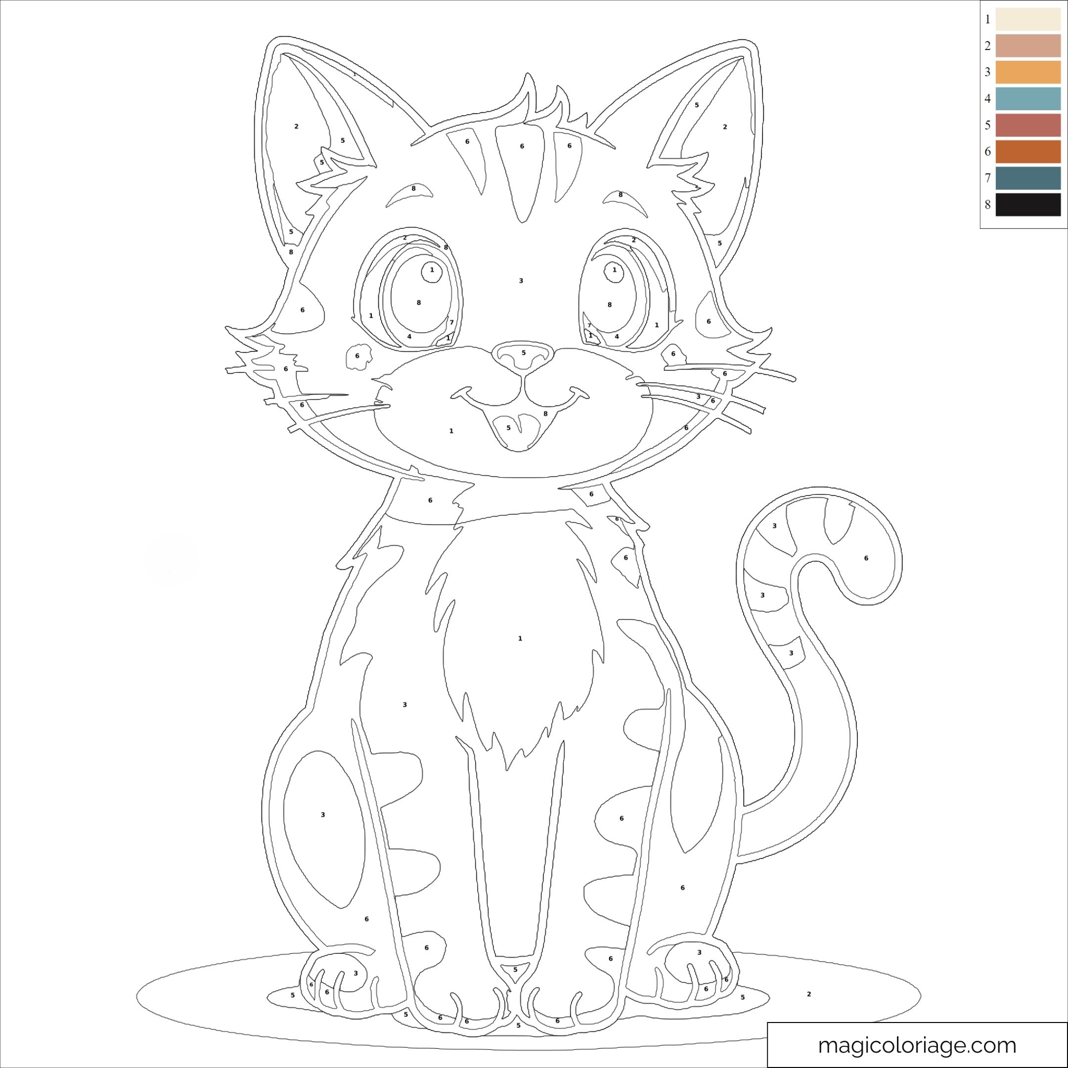 Chat mignon à colorier pour enfants