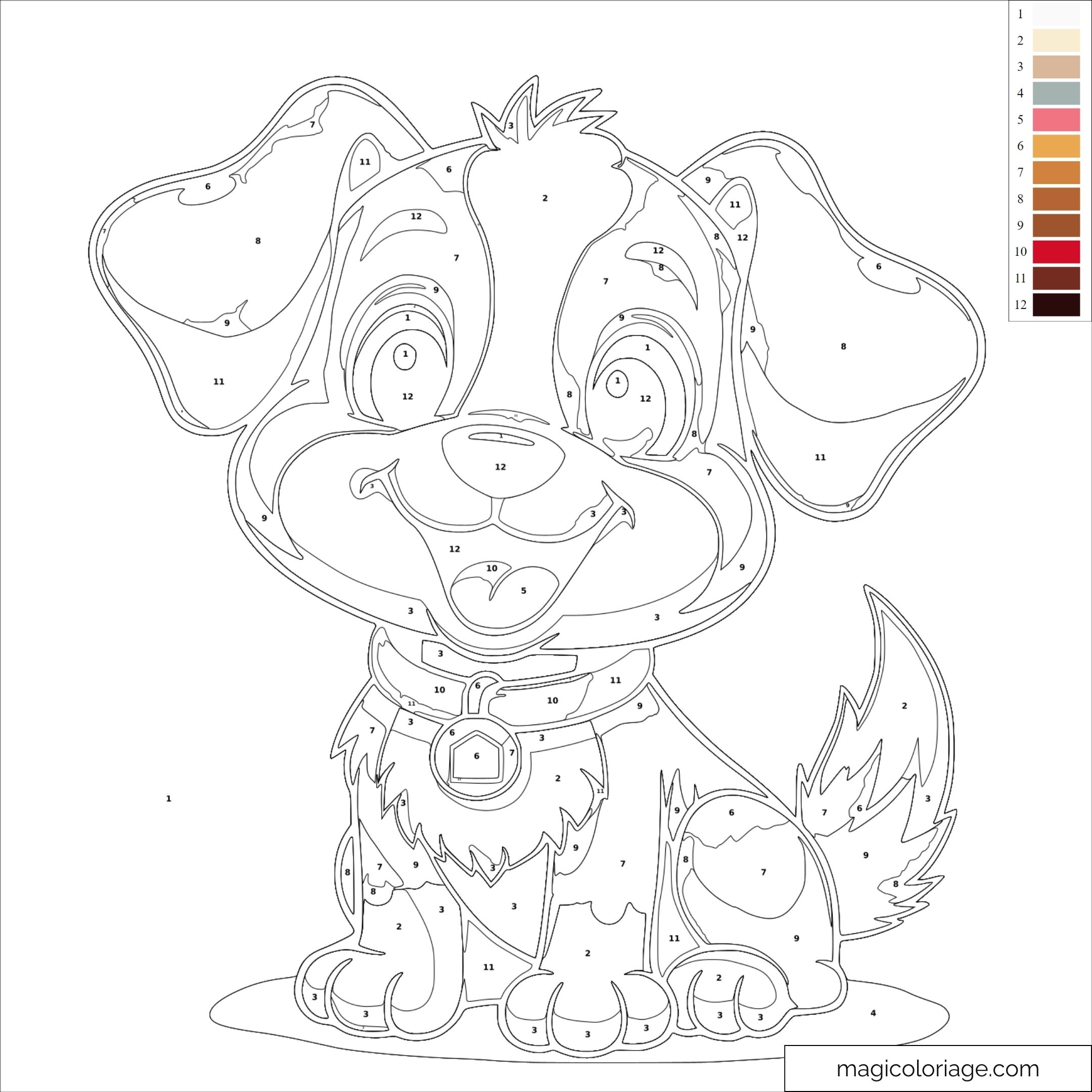 Chien à colorier par numéro