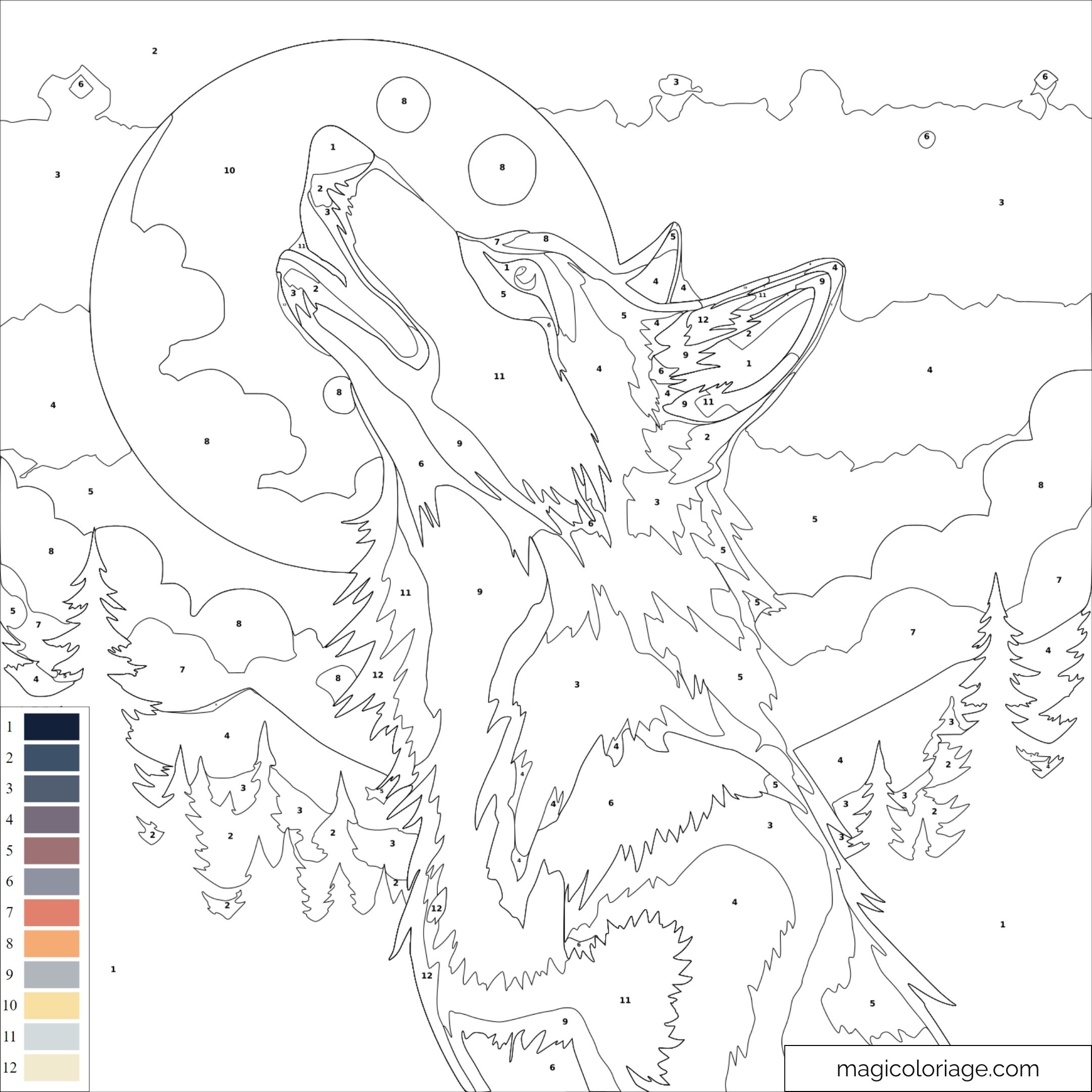 Loup hurlant sous la pleine lune