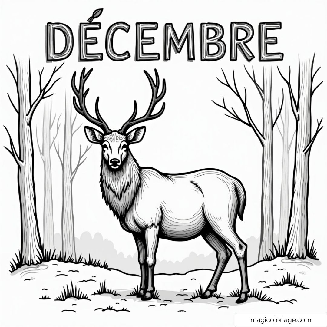 Cerf majestueux en hiver