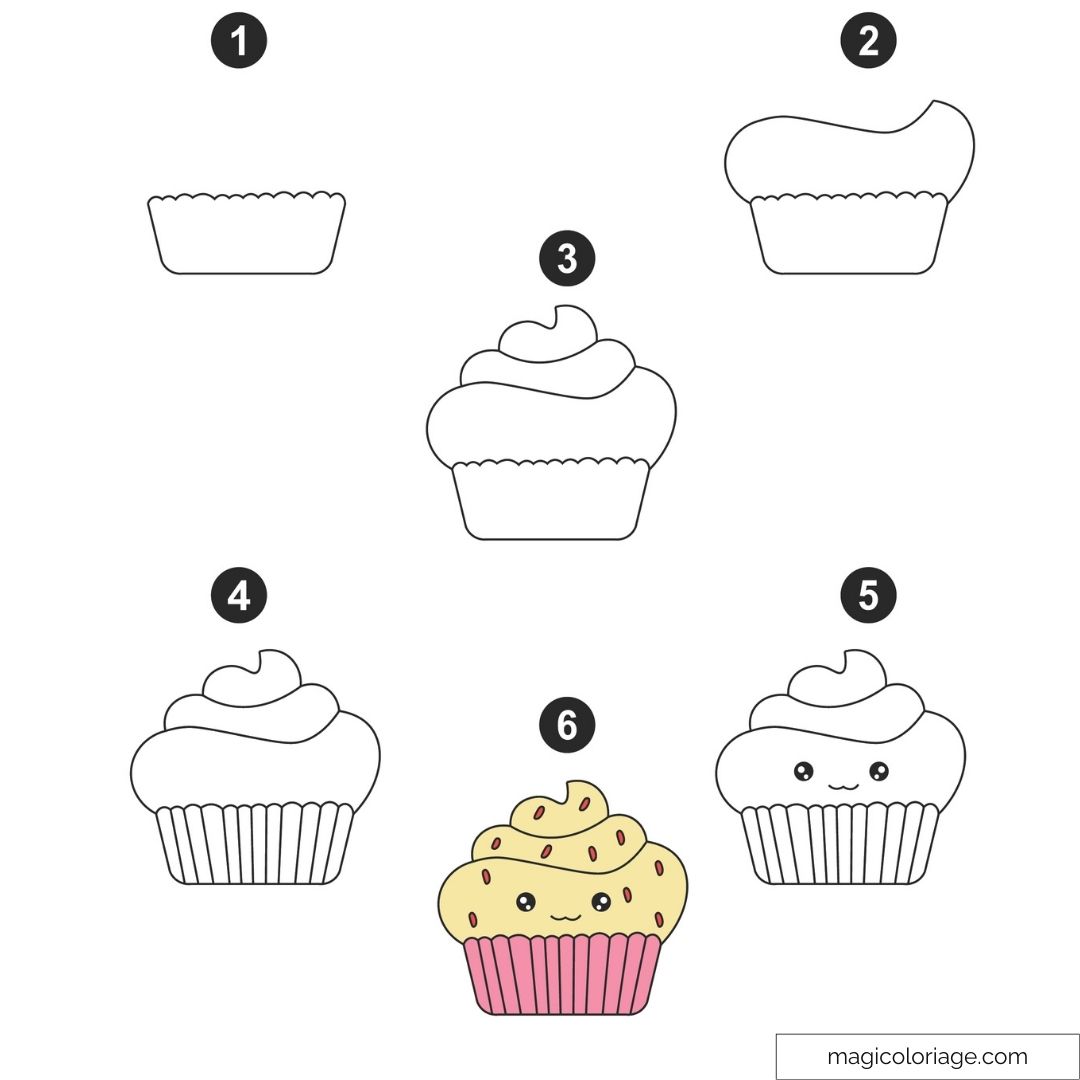 Dessin cupcake kawaii