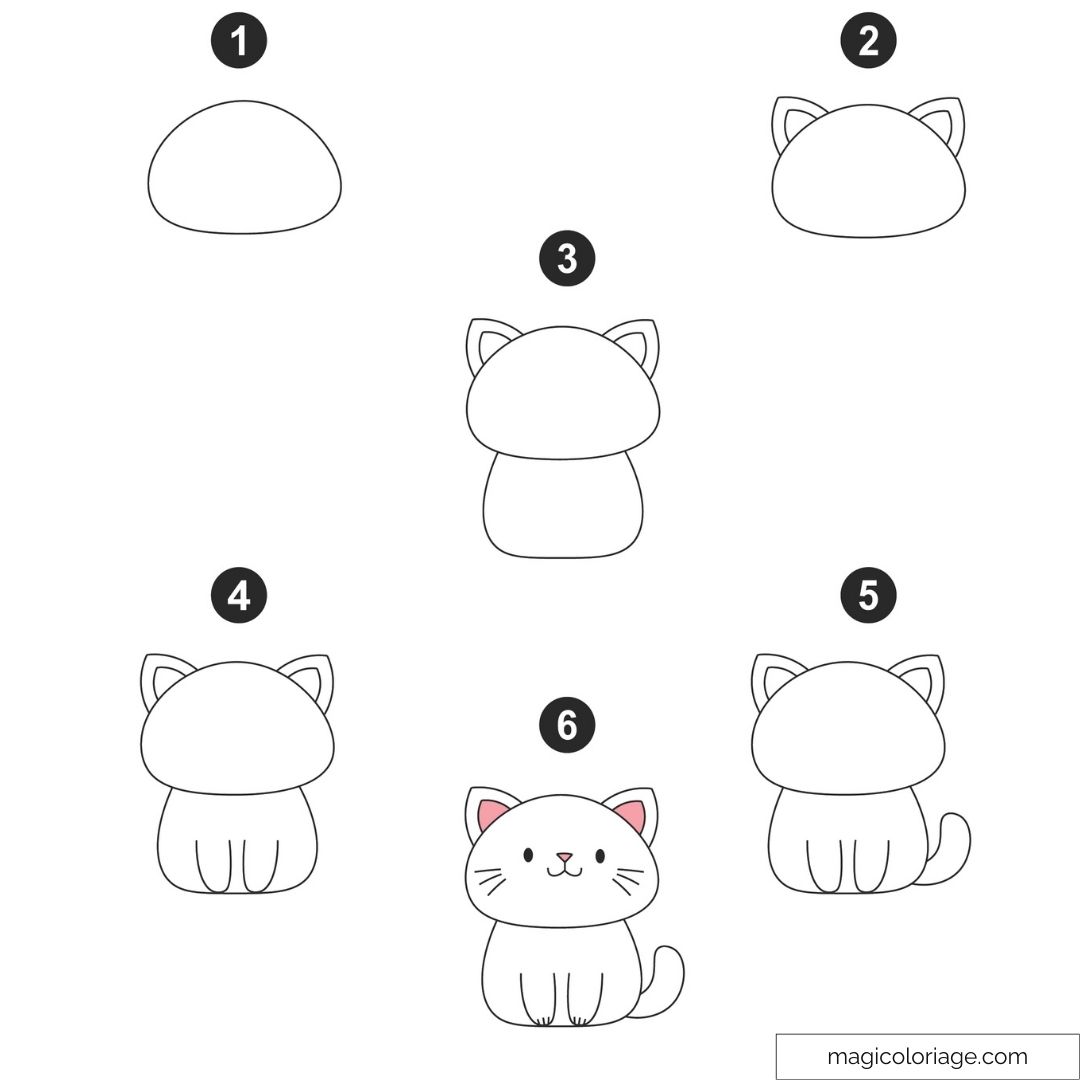 Tutoriel de dessin de chaton kawaii en étapes simples