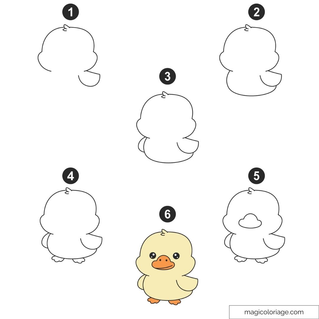 Tutoriel de dessin de caneton mignon