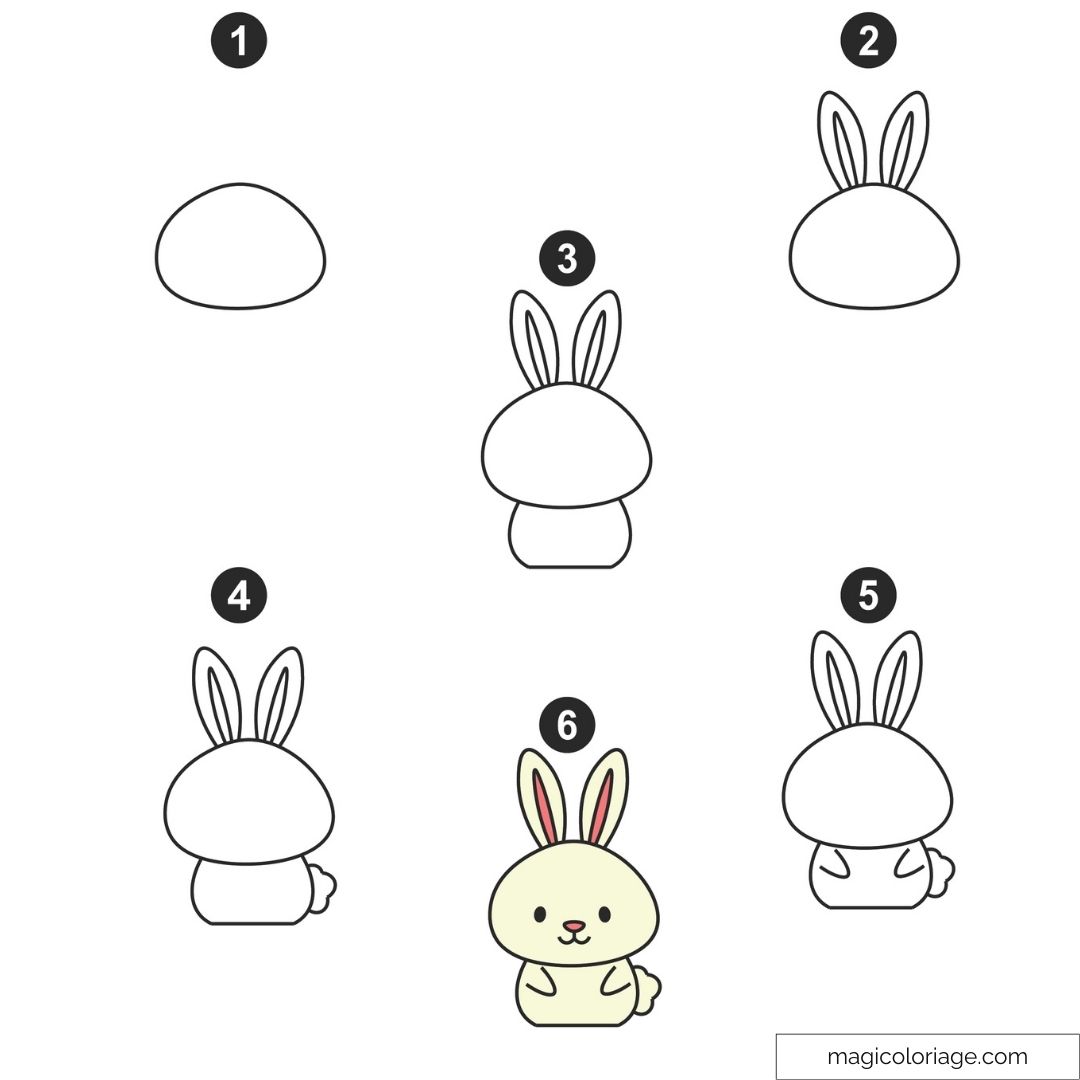 Dessinez un lapin mignon avec étapes simples pour débutants.