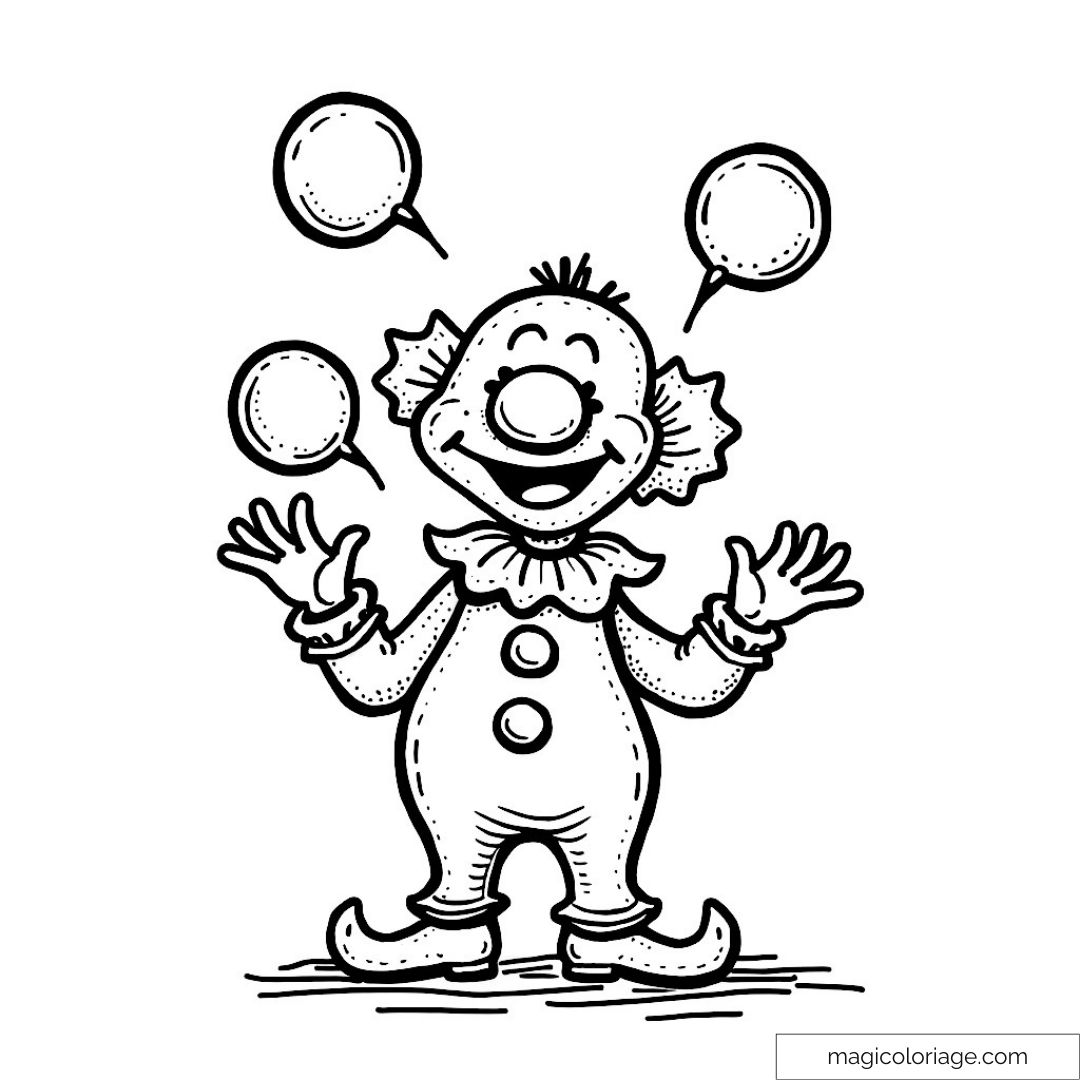 Clown jonglant avec trois balles