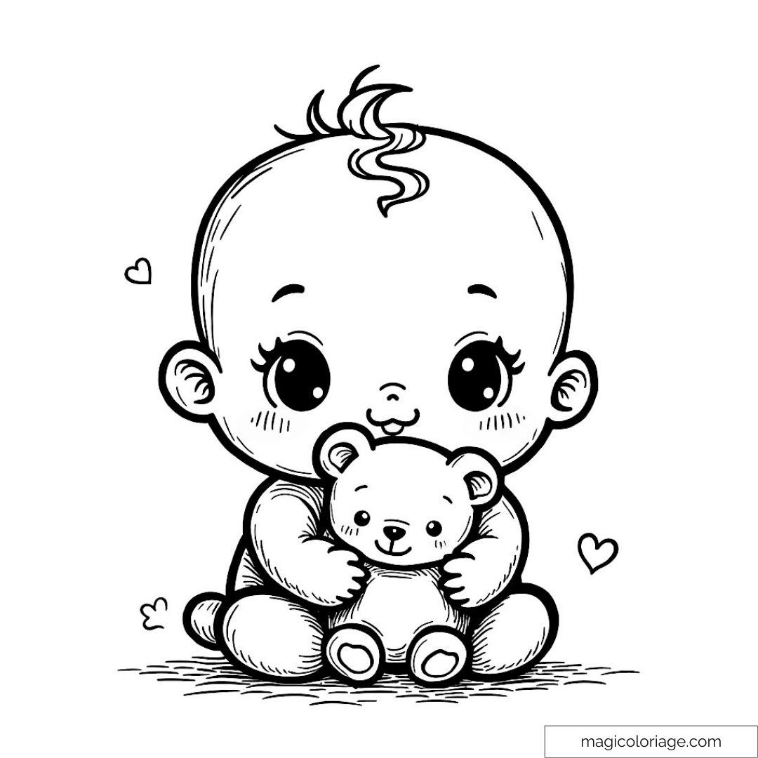Bébé avec ours en peluche