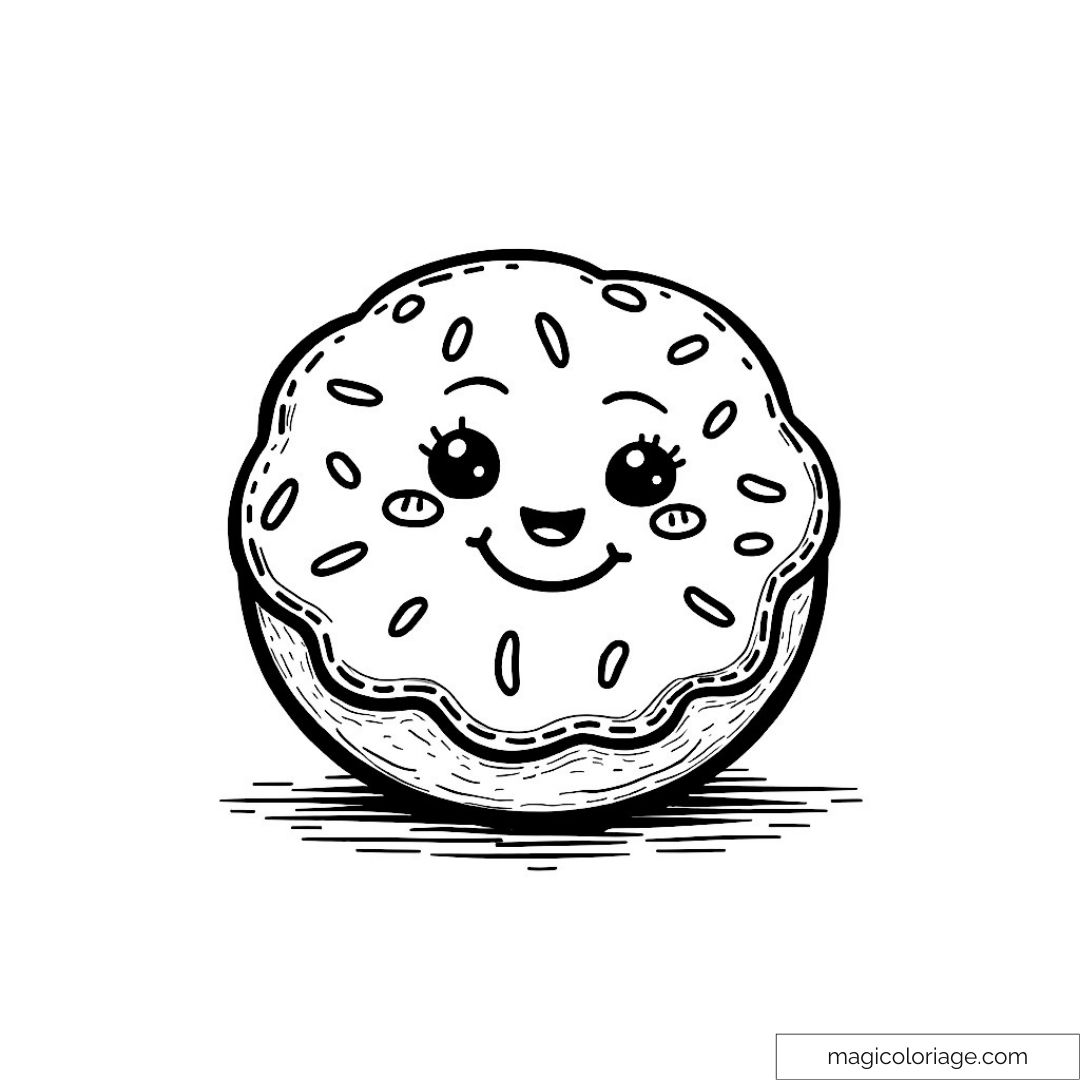 Coloriage biscuit souriant