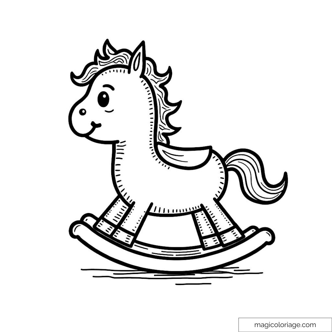 Coloriage cheval à bascule enfant