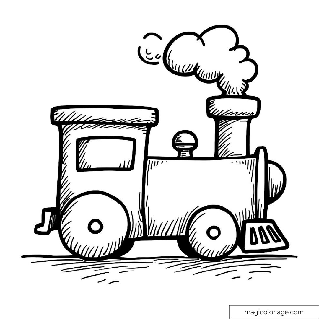 Image d'une locomotive à vapeur à colorier