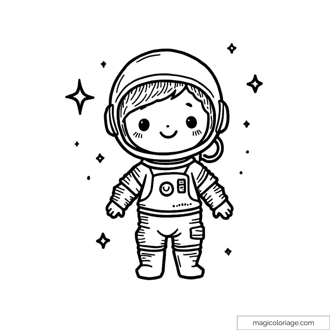 Enfant astronaute mignon avec combinaison spatiale et étoiles