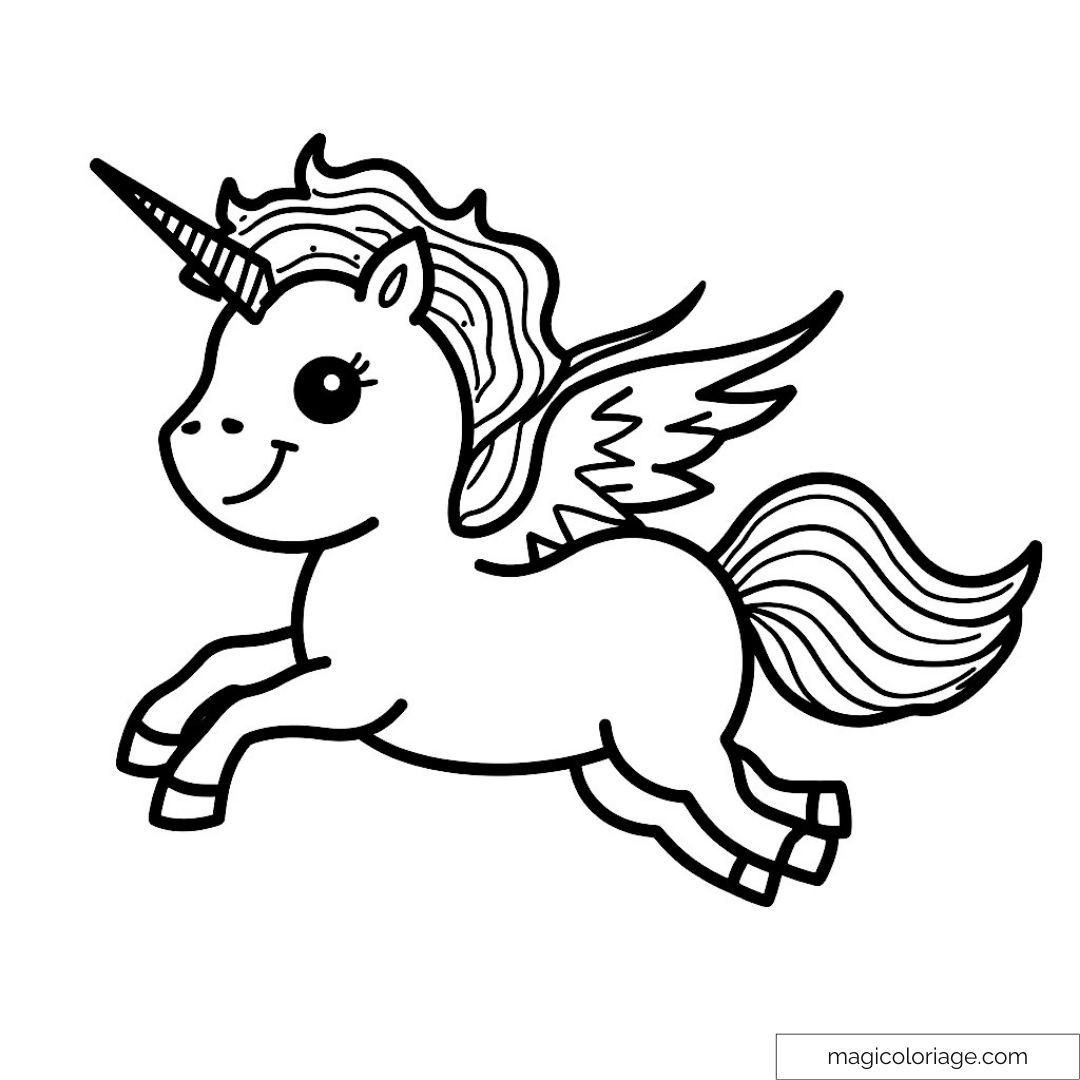 Licorne volante mignonne avec ailes et corne