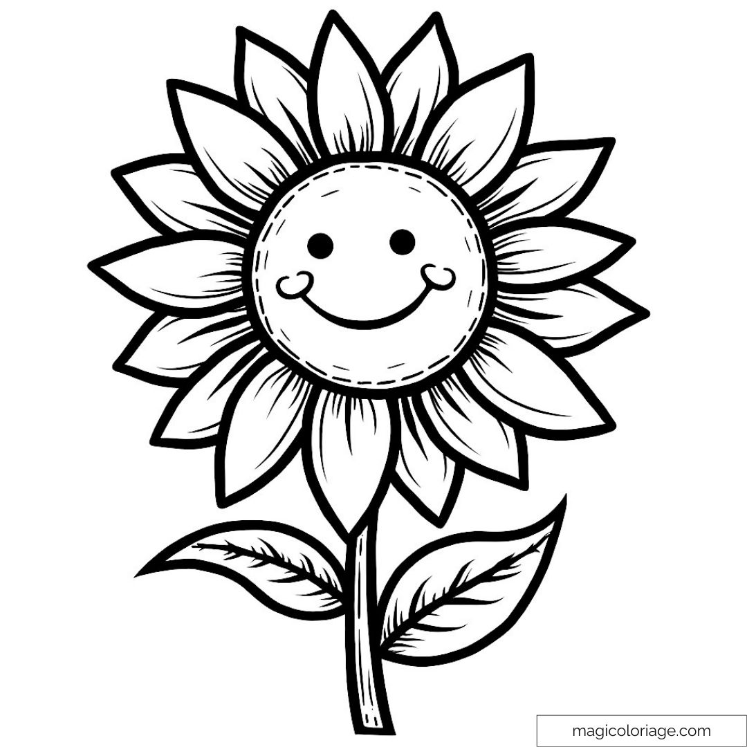 Image d'un tournesol souriant avec des pétales détaillés