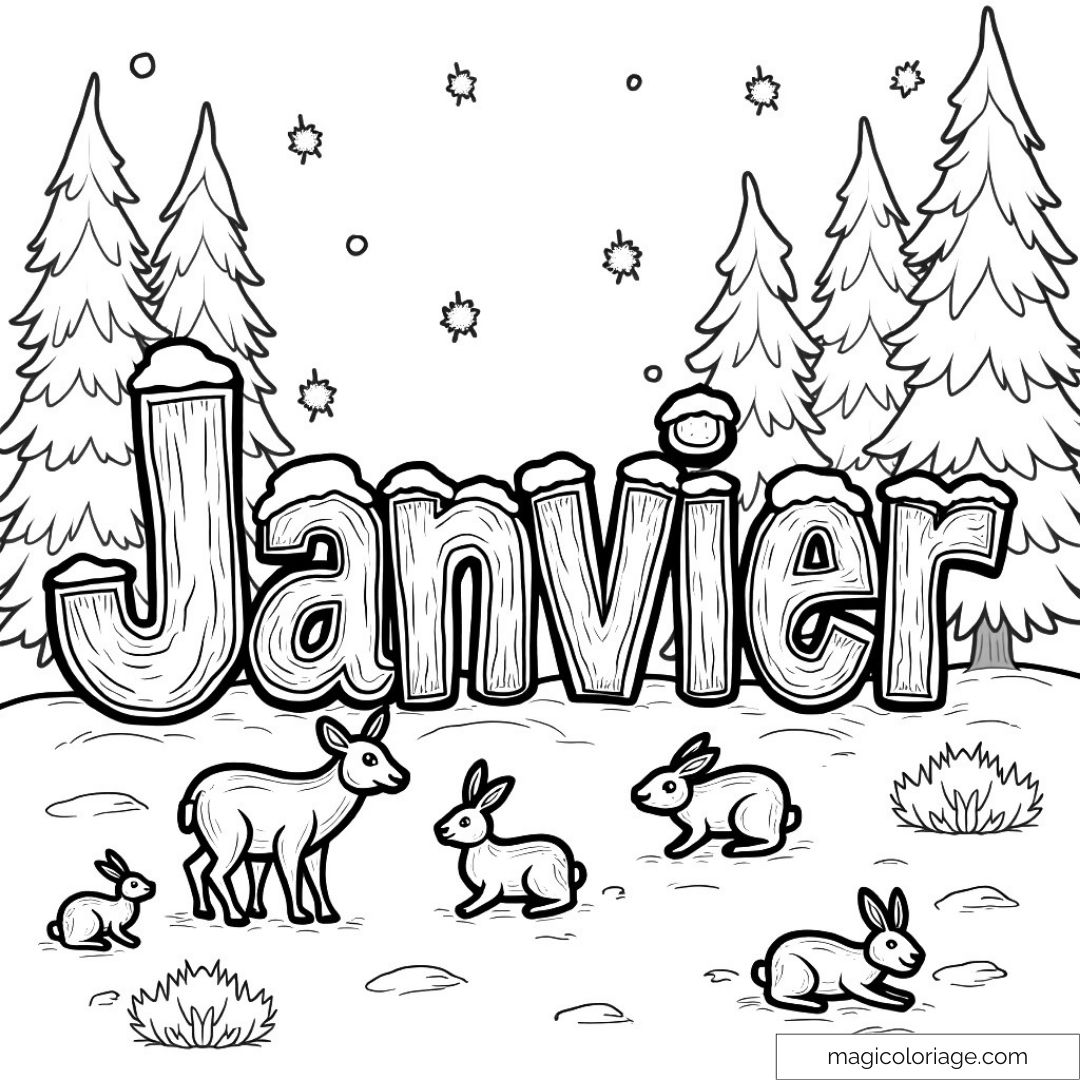 Illustration de janvier avec neige
