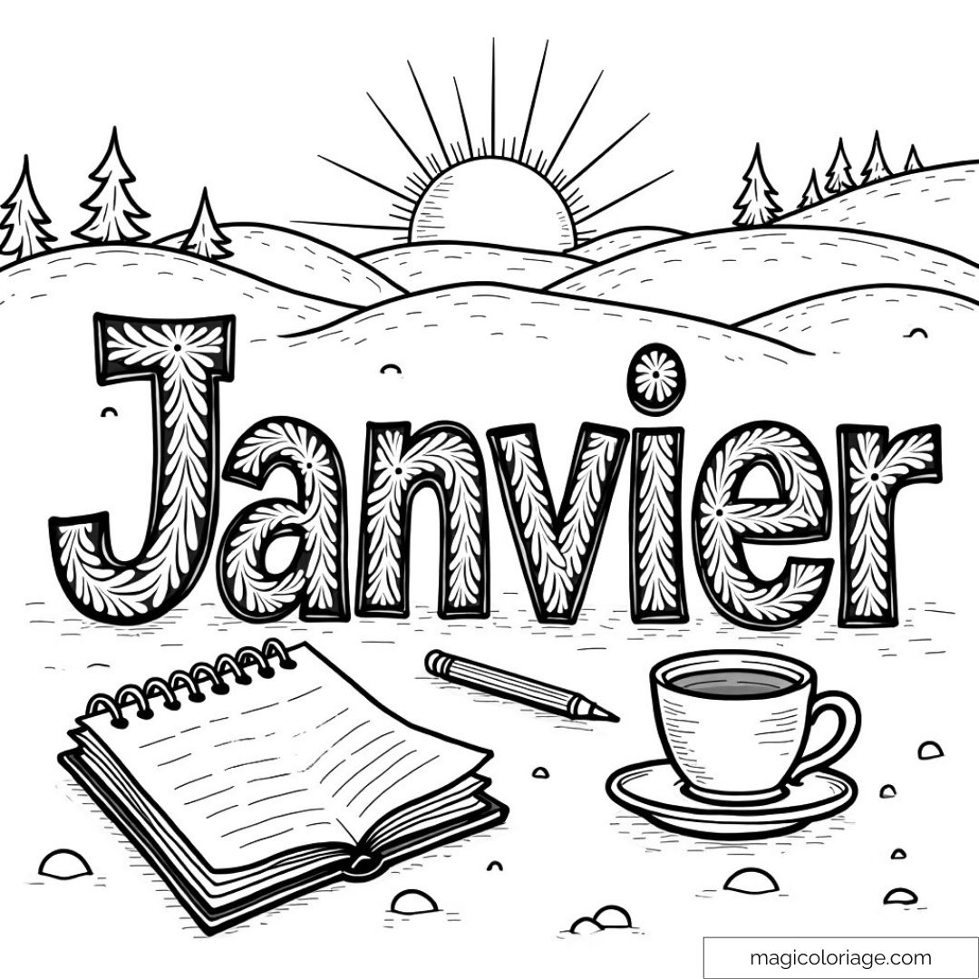 Coloriage avec le mot "Janvier"