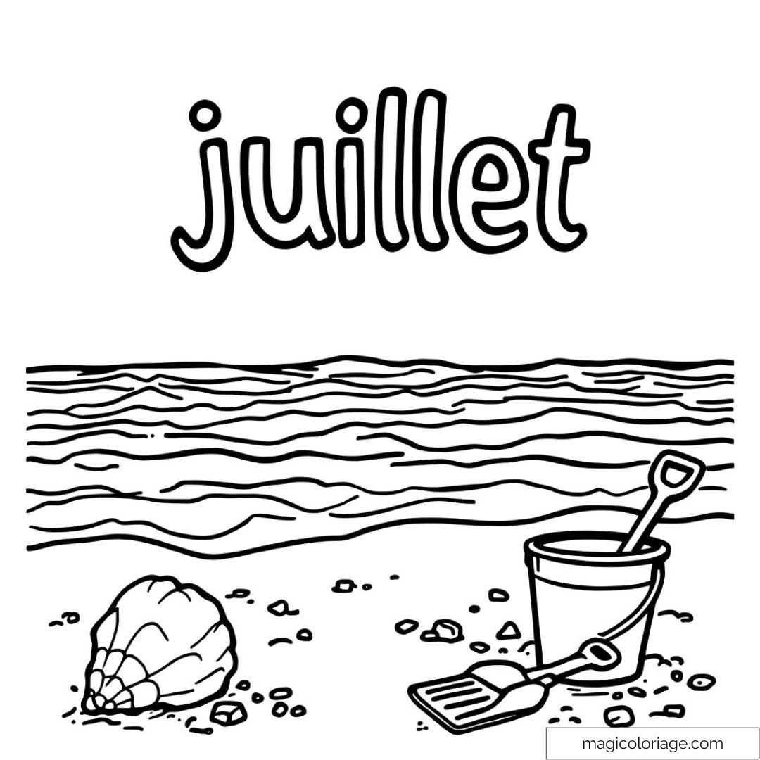 Dessin de plage avec coquillage