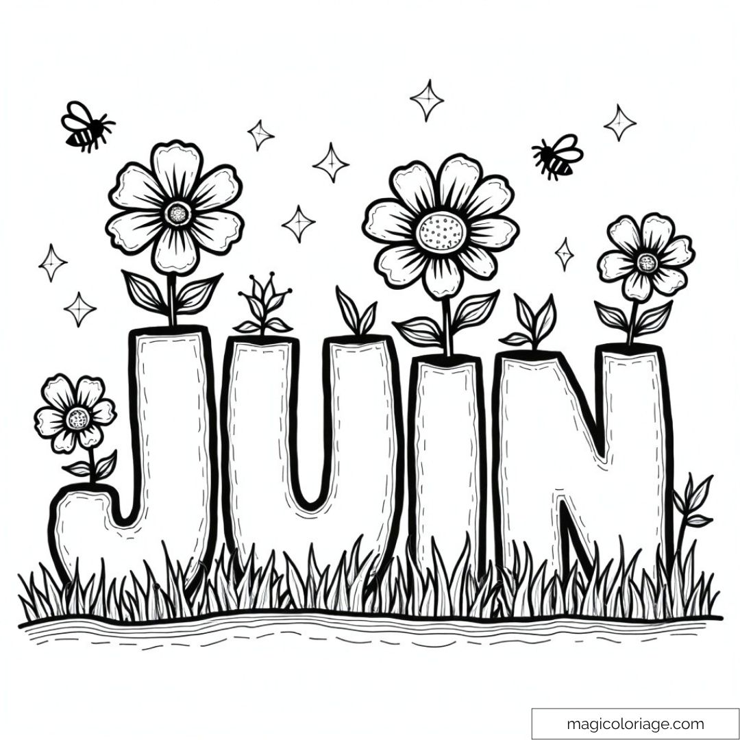 Dessin de Juin avec lettres