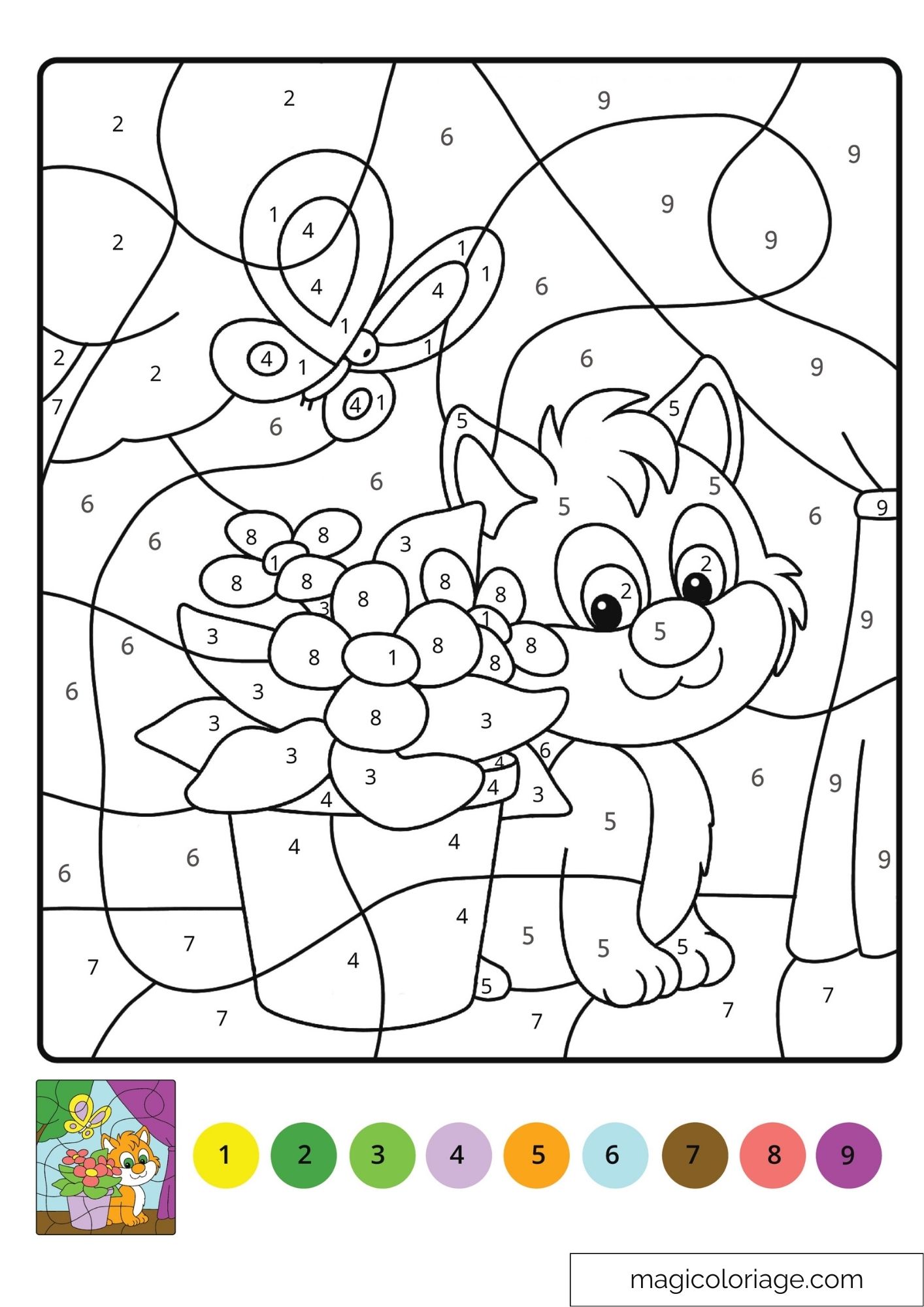 Coloriage magique chaton