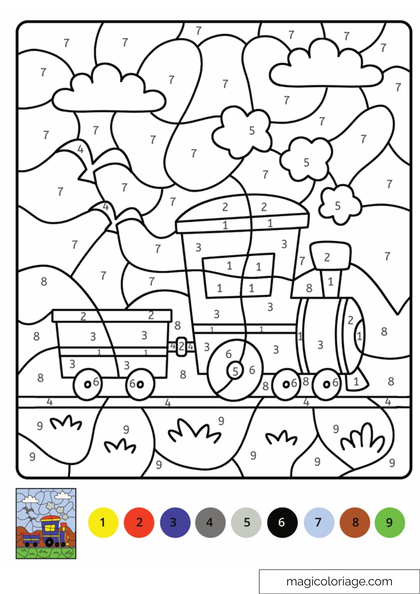 Coloriage magique avec train