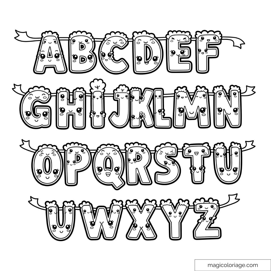 Dessin alphabet kawaii