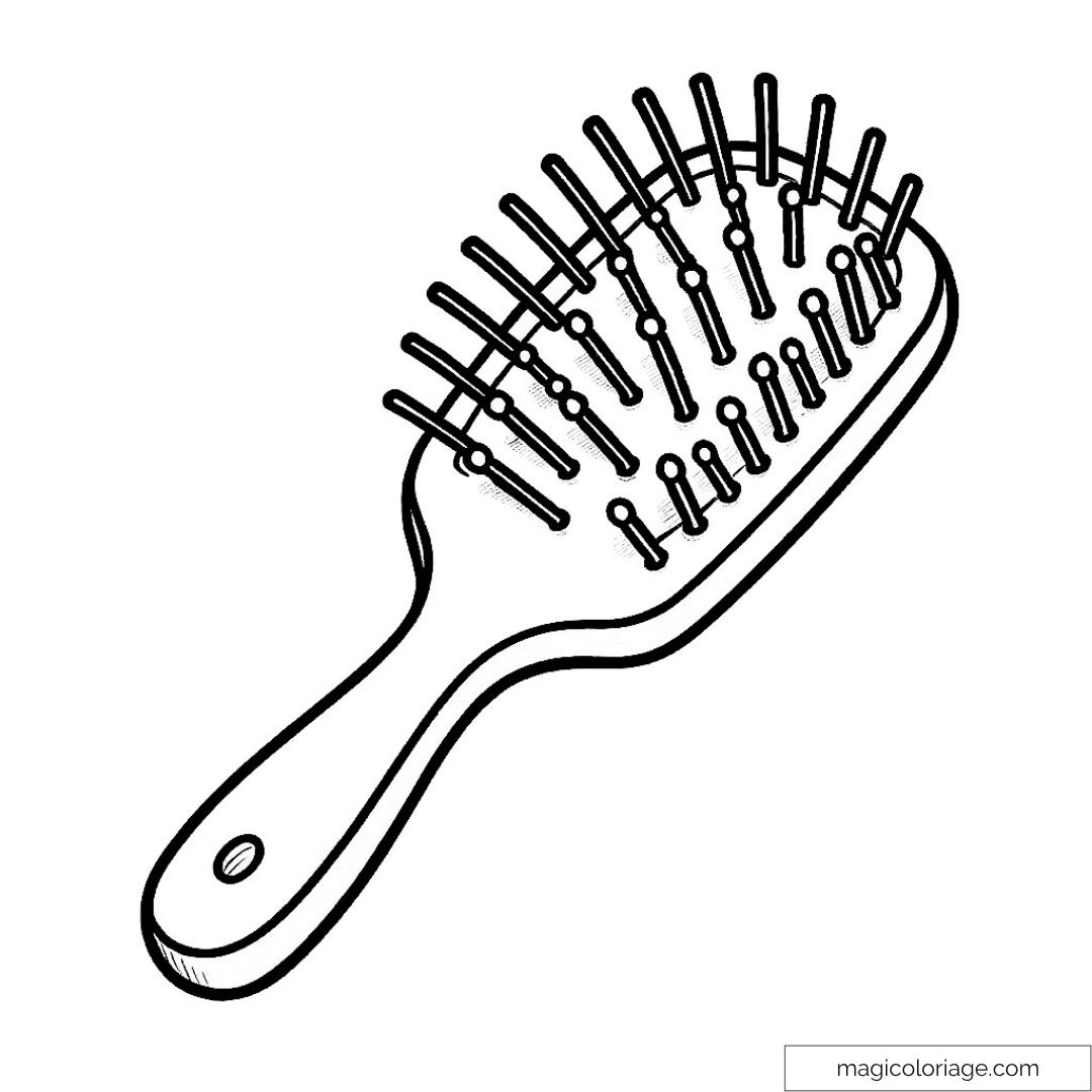 Dessin de brosse à cheveux à colorier pour relaxation et créativité.