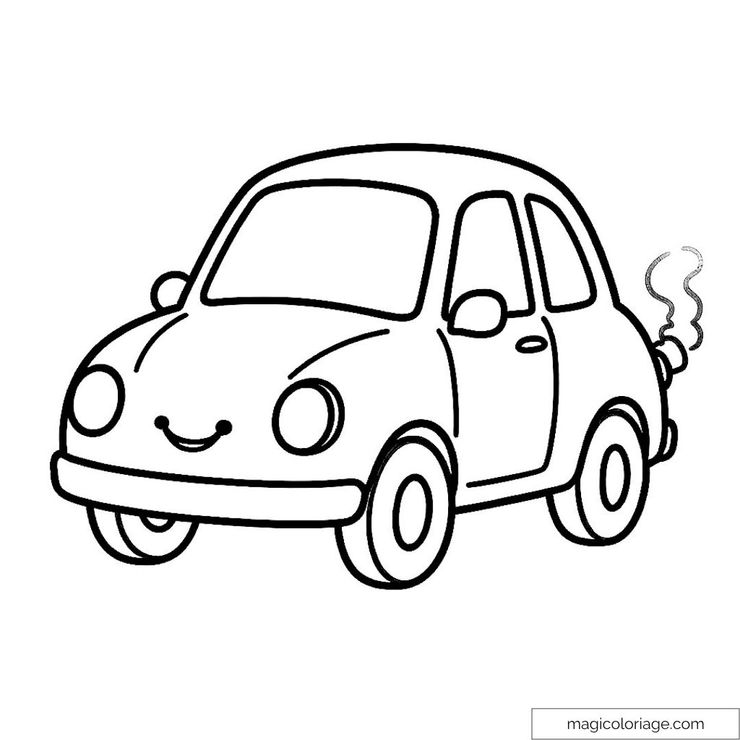 Voiture souriante à colorier