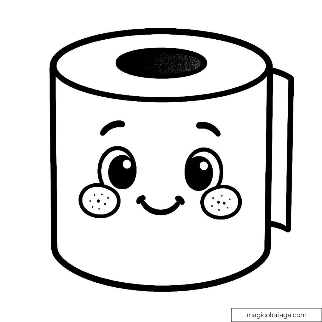 Dessin de rouleau de papier toilette kawaii souriant pour enfants