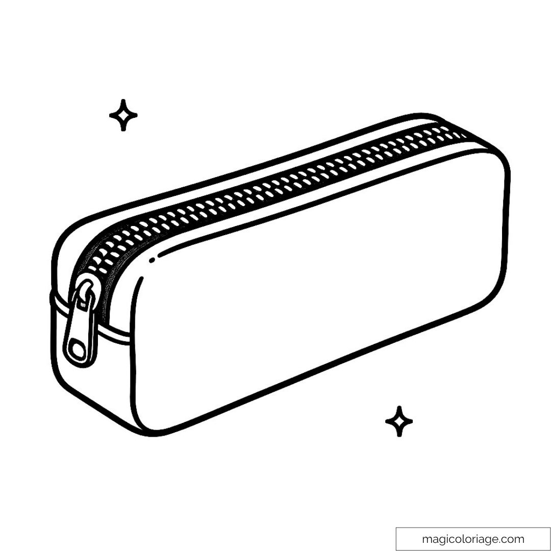 Dessin d'une trousse avec fermeture éclair et étoiles à colorier