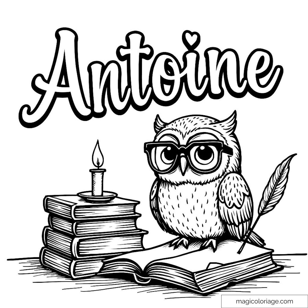 Dessin de hibou avec lunettes