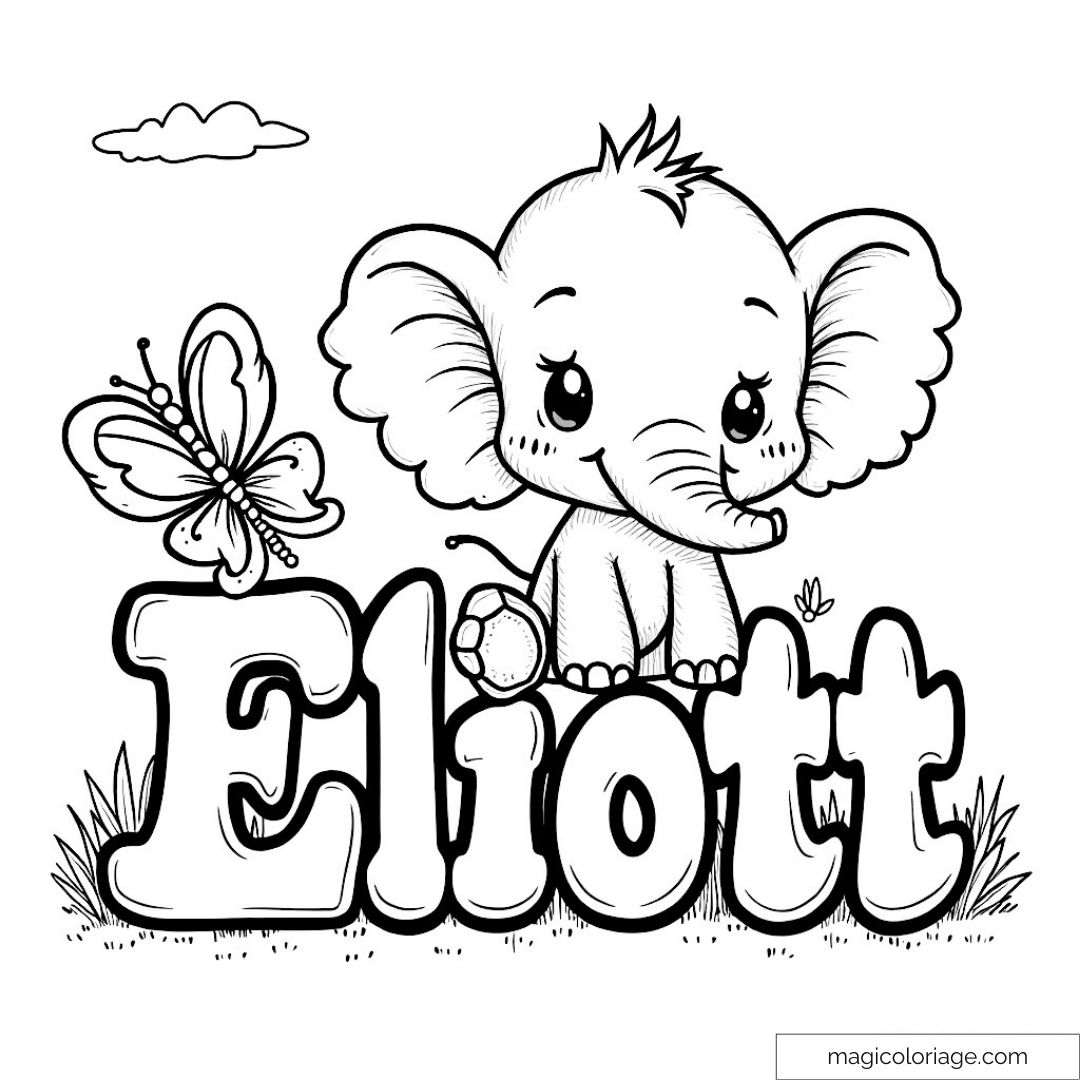 Éléphant mignon avec papillon