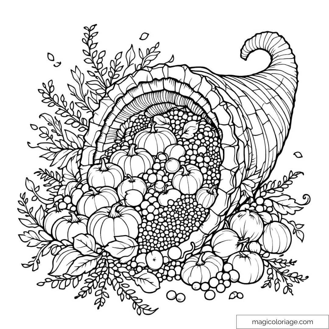 Image de corne d'abondance avec fruits