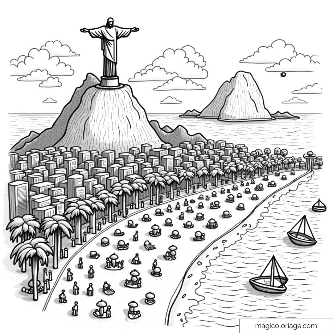 Dessin à colorier du Christ Rédempteur à Rio