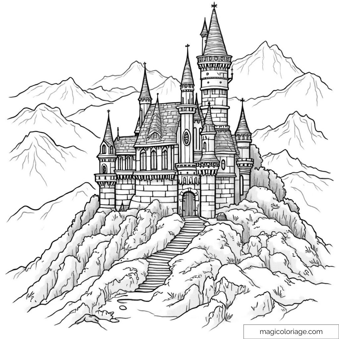 Château magique sur montagne
