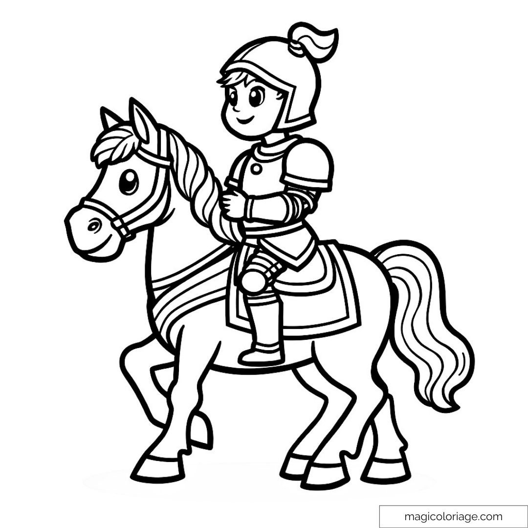 Chevalier en armure sur cheval élégant