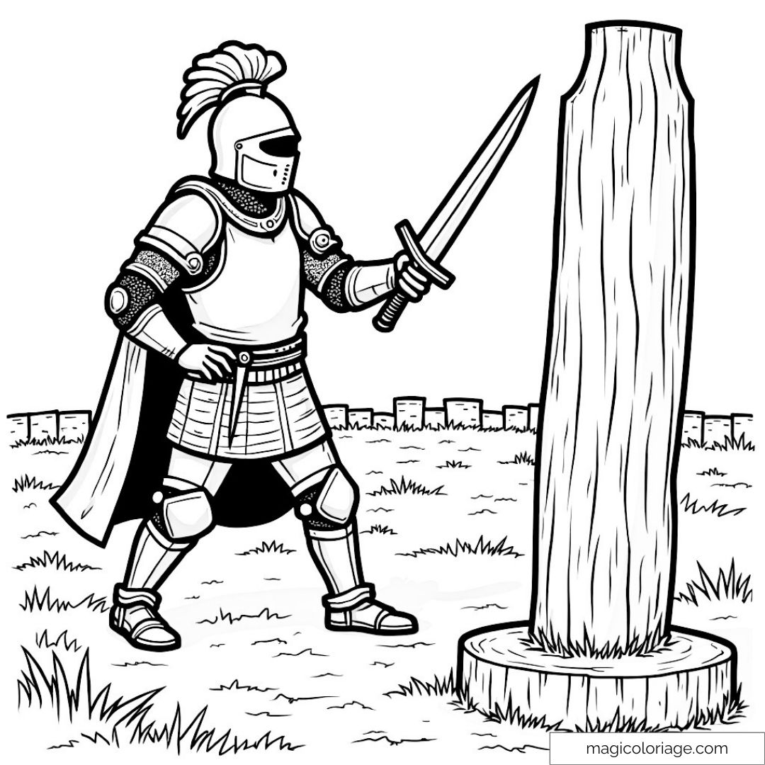 Dessin de chevalier en armure avec épée