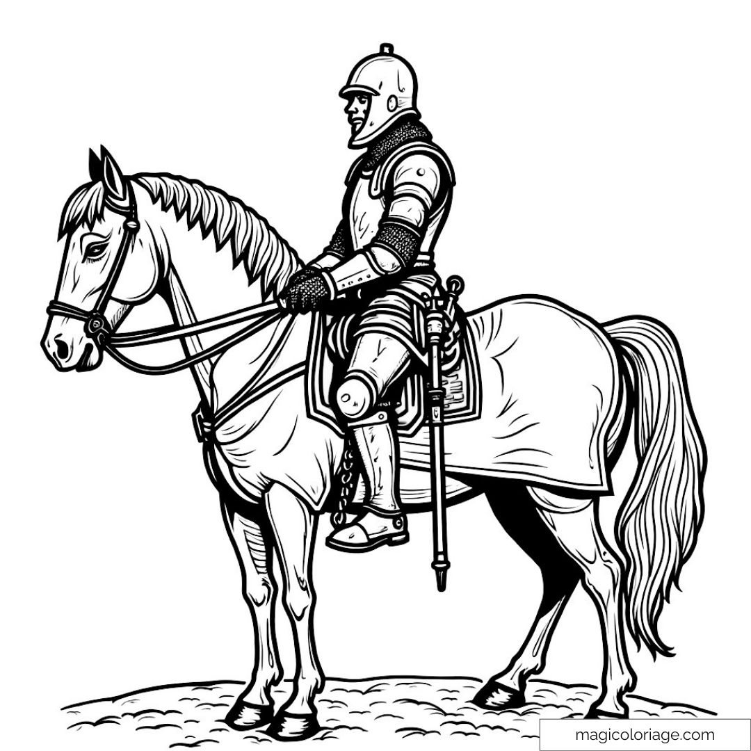 Chevalier en armure sur un cheval