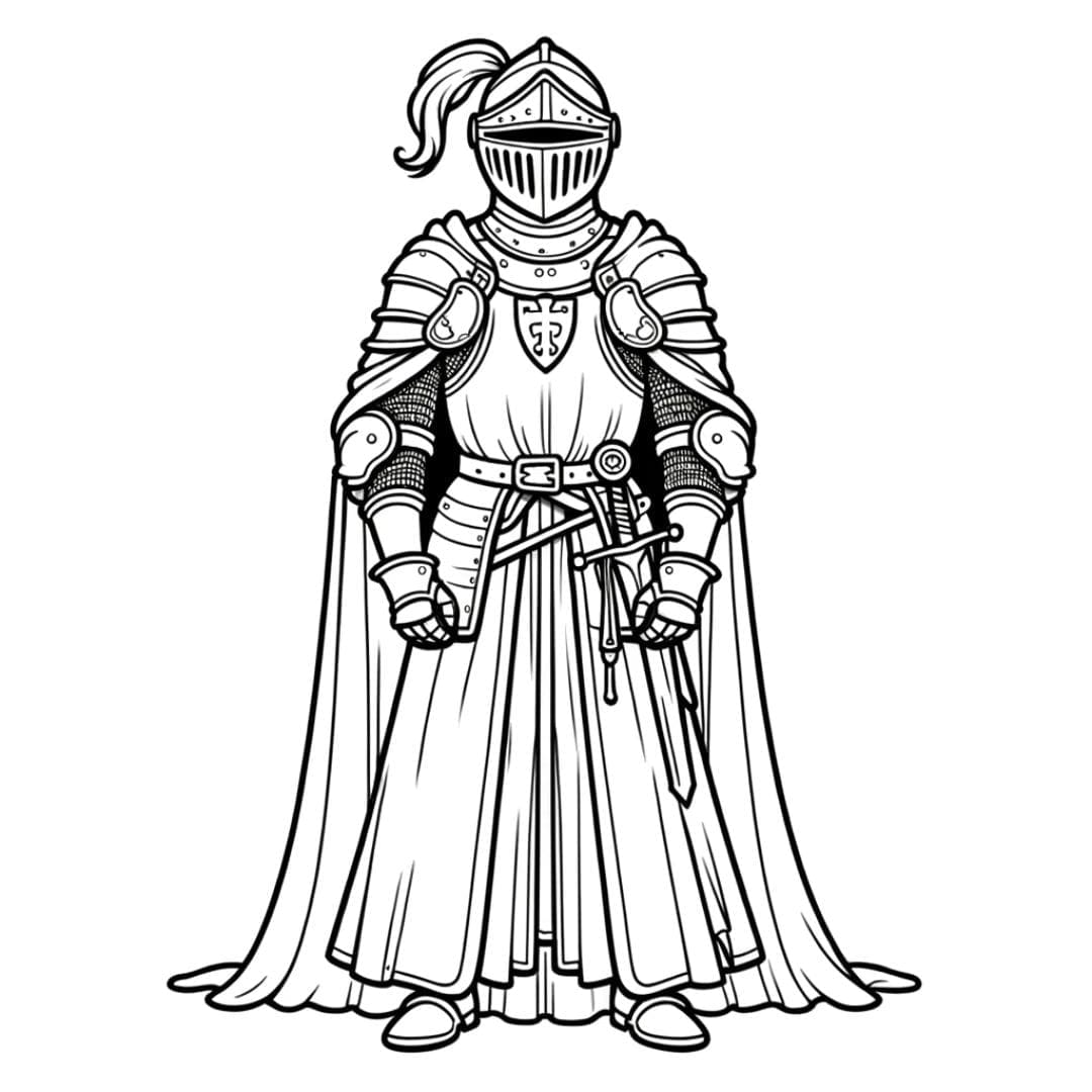 Dessin à colorier de chevalier médiéval pour enfants
