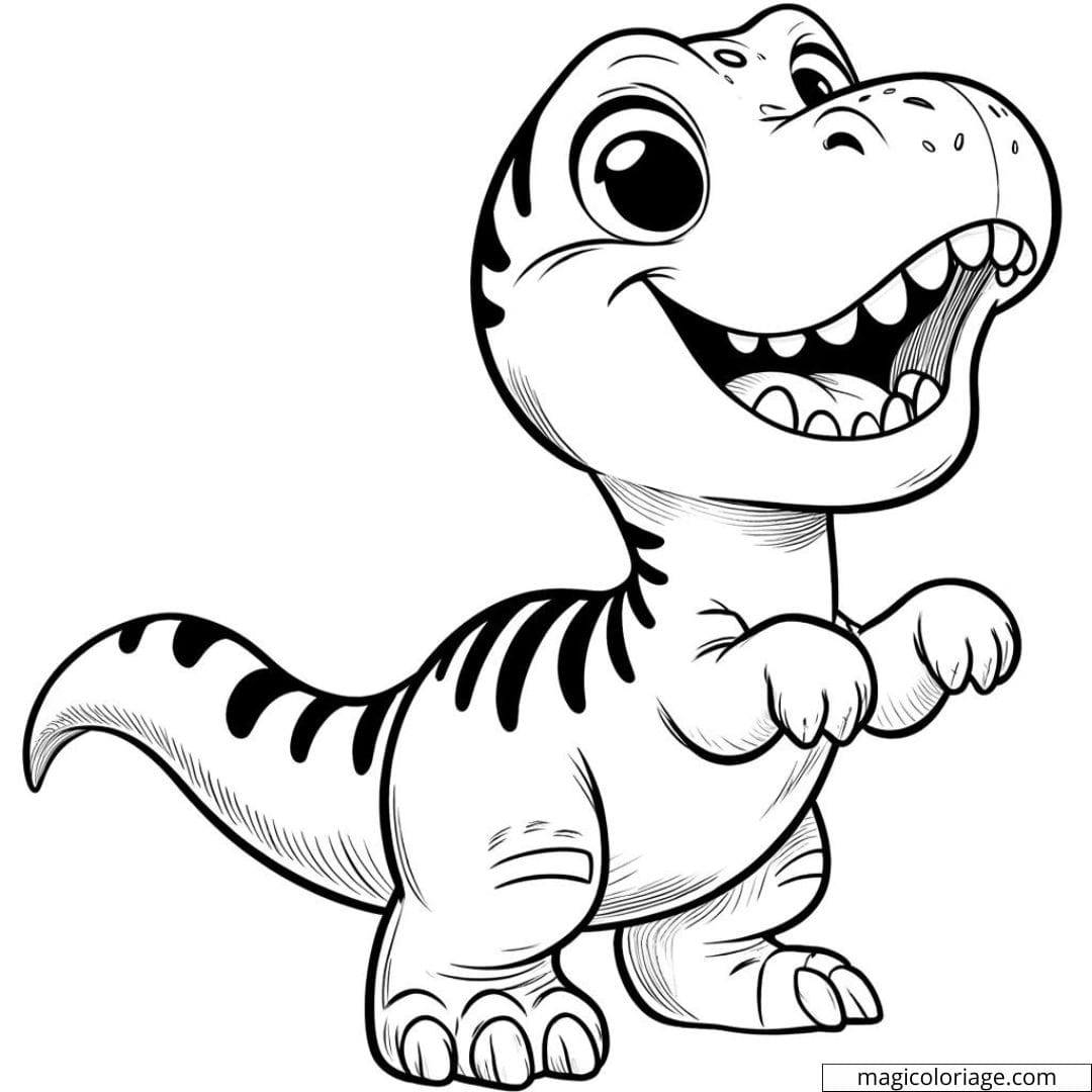 Jeune Allosaurus essayant de rugir, à colorier