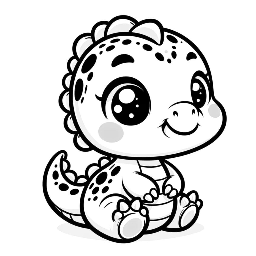 Bébé dinosaure mignon à colorier