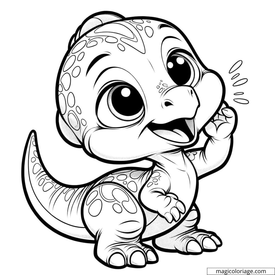 Bébé Parasaurolophus appelant sa famille, à colorier