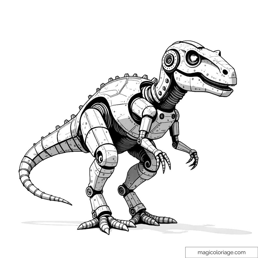 Dessin d'un dinosaure robot à colorier