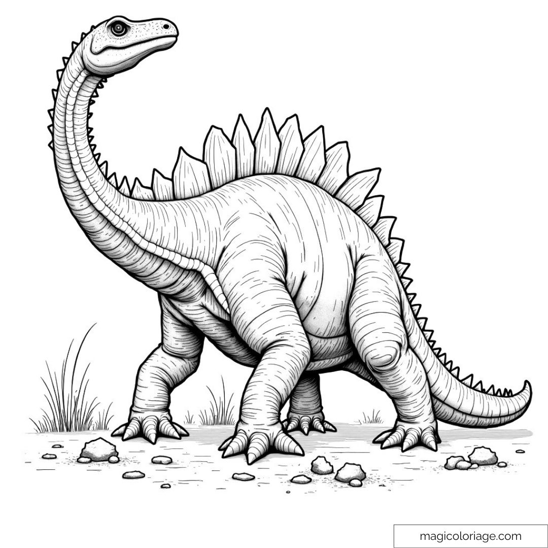 Un dinosaure majestueux sur un fond de préhistoire