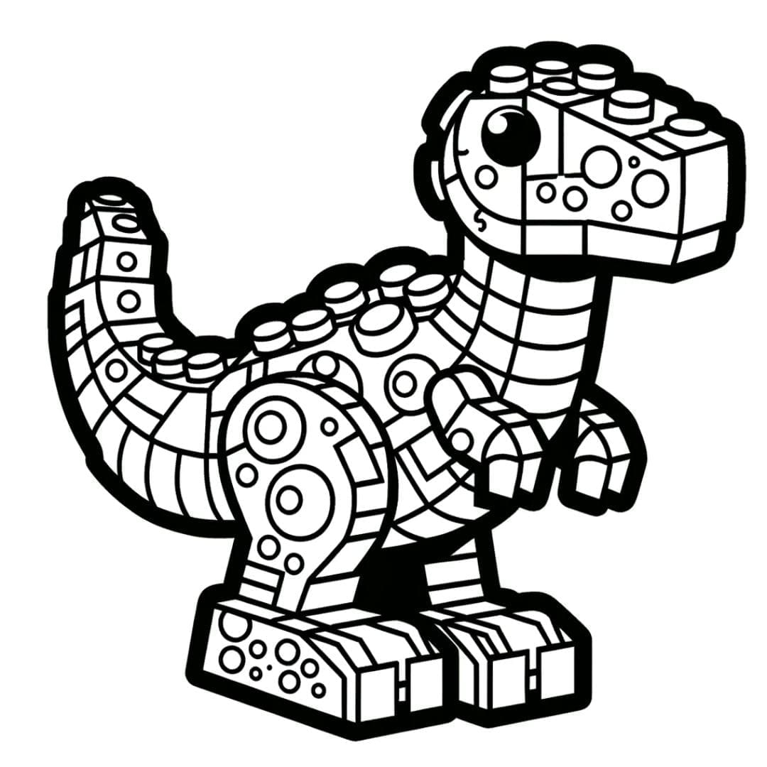 Dinosaure en lego à colorier