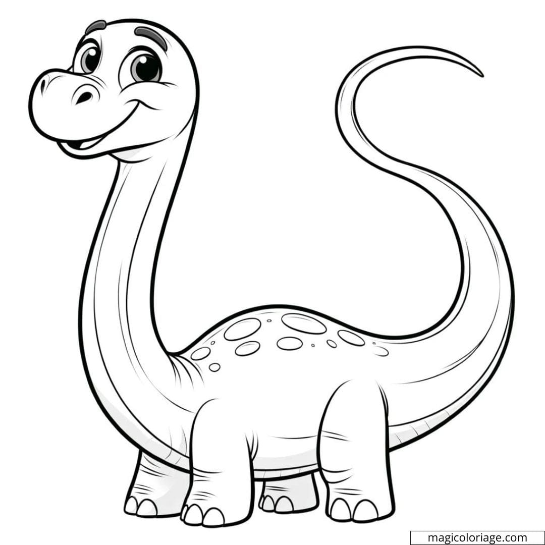 Diplodocus au long cou, image à colorier pour enfants
