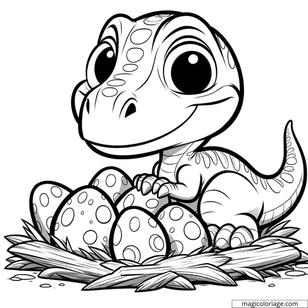 Oviraptor protégeant son nid, dessin à colorier
